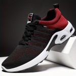 Breathable & Comfort-Fit Men's Sneakers: Stylish Woven Knit, Non-Slip, Mid-Top Lace-Up for Outdoor Enthusiasts