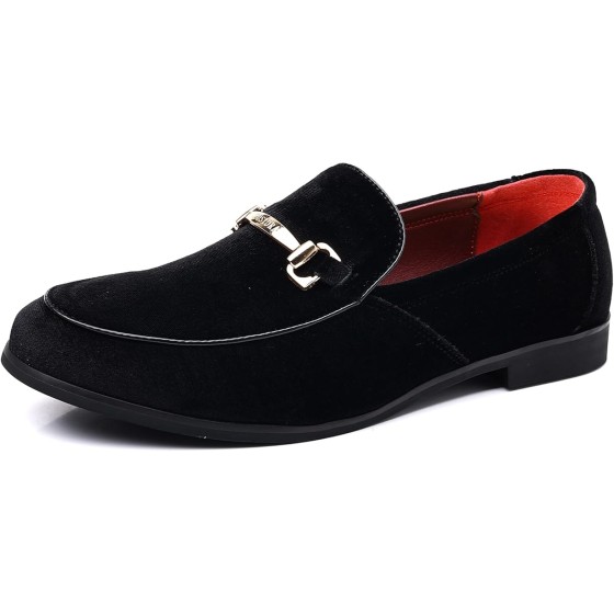 Mens Dress Shoes Loafers Business Classic Suede Luxury Copper Chain Party Wedding Moccasins for Male