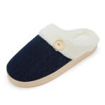 Women Warm Comfy Memory Foam Slippers Knitted Faux Fur Lined Anti Skid Rubber Sole Indoor Outdoor Bedroom Shoes