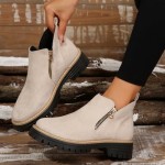 Ankle Boots for Women 2025 Low Heel Chunky Platform Heeled Short Booties, Non Slip Outsole, for Outdoor Walking Fall Shoes