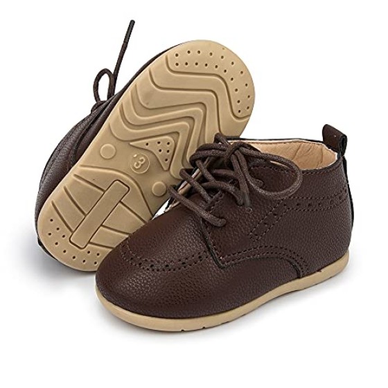 Meckior Infant Baby Boys Girls Classic PU Leather Wedding Loafers Brogue Toddler Oxford Dress Shoes First Steps Walking Flat Lazy Crib Shoe