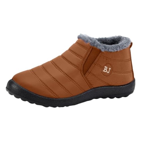Snow Boots for Women Waterproof with Comfortable Warm Faux Fur Lined Ankle Booties Outdoor Slip On Winter Short Boots