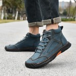 Mens Leather Boots, Men's Comfortable Handmade Leather Boots – Waterproof, Pressure Relief,Spacious Toe Box