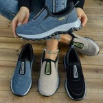 Orthopedic Shoes Men's Slip-On Lightweight Work Shoes for Outdoor Hiking Waterproof Canvas Walking Shoes with Arch Support