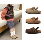 Kids Suede Clogs Toddler Clogs Boys Girls Sandals Cork Adjustable Buckle Mules