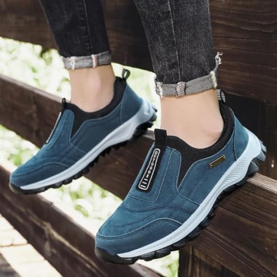 Orthopedic Shoes Men's Slip-On Lightweight Work Shoes for Outdoor Hiking Waterproof Canvas Walking Shoes with Arch Support