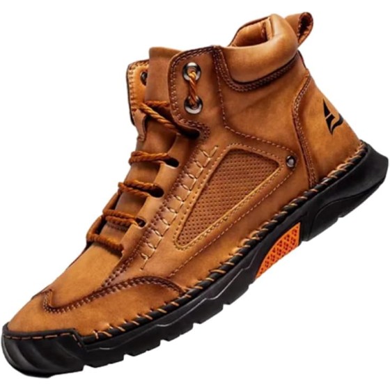Mens Leather Boots, Men's Comfortable Handmade Leather Boots – Waterproof, Pressure Relief,Spacious Toe Box