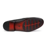 Black Luxury Men's Leather Dress Shoes, Fashion Classic Ostrich Printed Business Shoes Casual Buckle Party Wedding Penny Loafer Shoes for Men