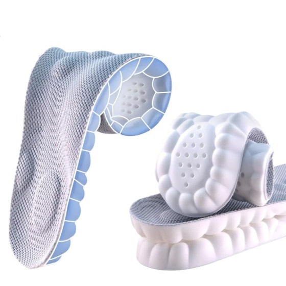 Insoles for Women Man,Cloud Soles for Men Women,4D Cloud Soles for Men,Anti Fatigue, Shock Absorption, Foot Pain Relief (Gray, S)