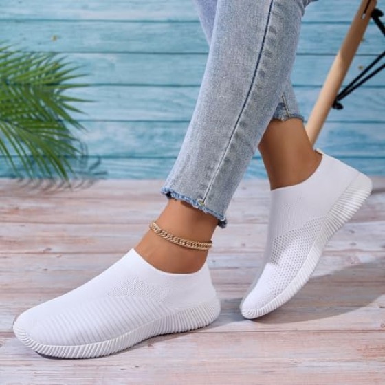 Women's Walking Tennis Shoes Athletic Casual Gym Slip on Lightweight Sneakers
