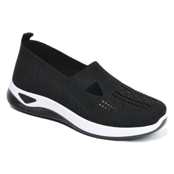 Generic Women's Orthopedic Walking Shoes - Lightweight, Loose Fit, Breathable, Soft Sole, Wide, Black, 41, 9