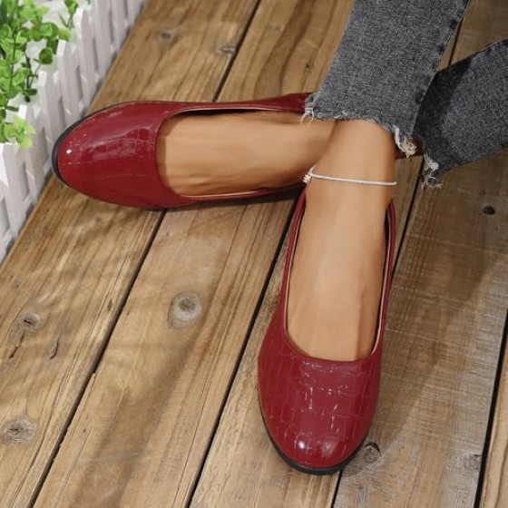 Women's Ballet Flats Business Office Work Dress Shoes Low Wedge Round Toe Slip-Ons Comfortable Dressy Casual Flats for Women